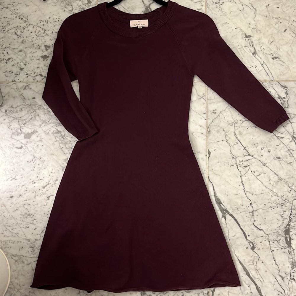 Burgundy Sunday Best Fit & Flare Sweater Dress